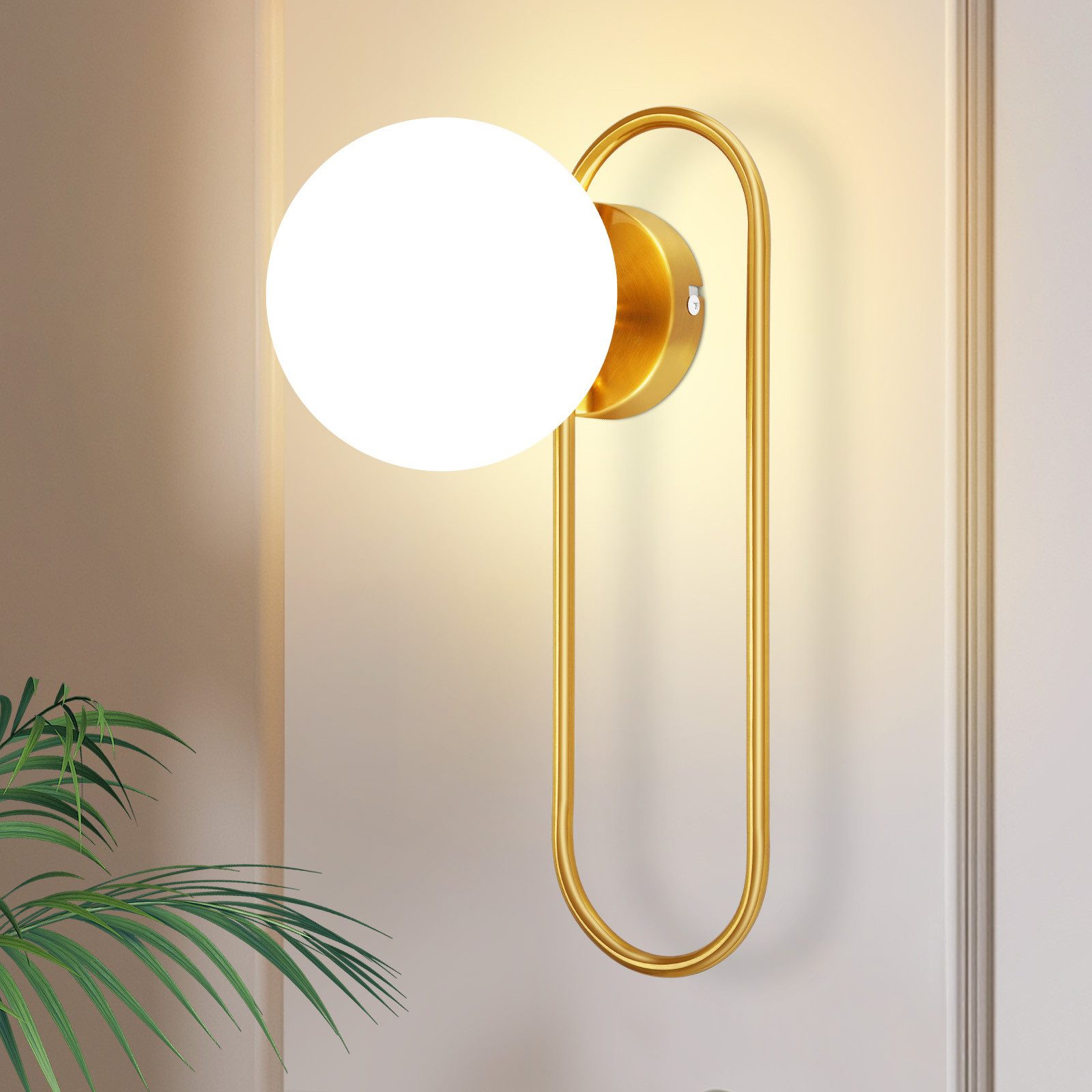 NETTLIFE Vägglampa för inomhusbruk, E14, guldfärgad glaskula, retro, modern, vägglampa för sovrum