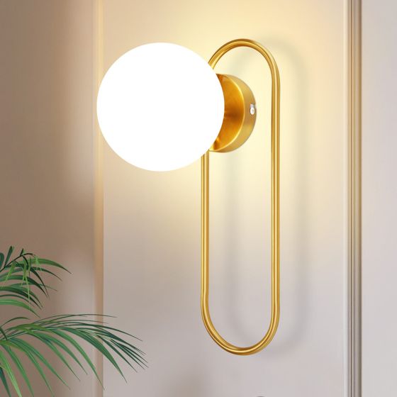 NETTLIFE Vägglampa för inomhusbruk, E14, guldfärgad glaskula, retro, modern, vägglampa för sovrum