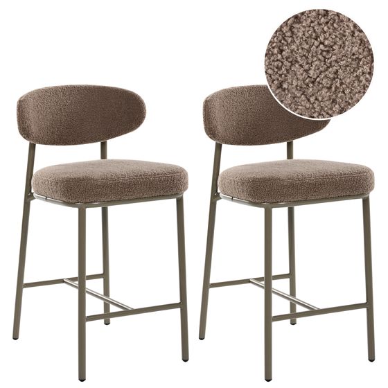 Set med 2 barstolar UNITY Bouclé Taupe