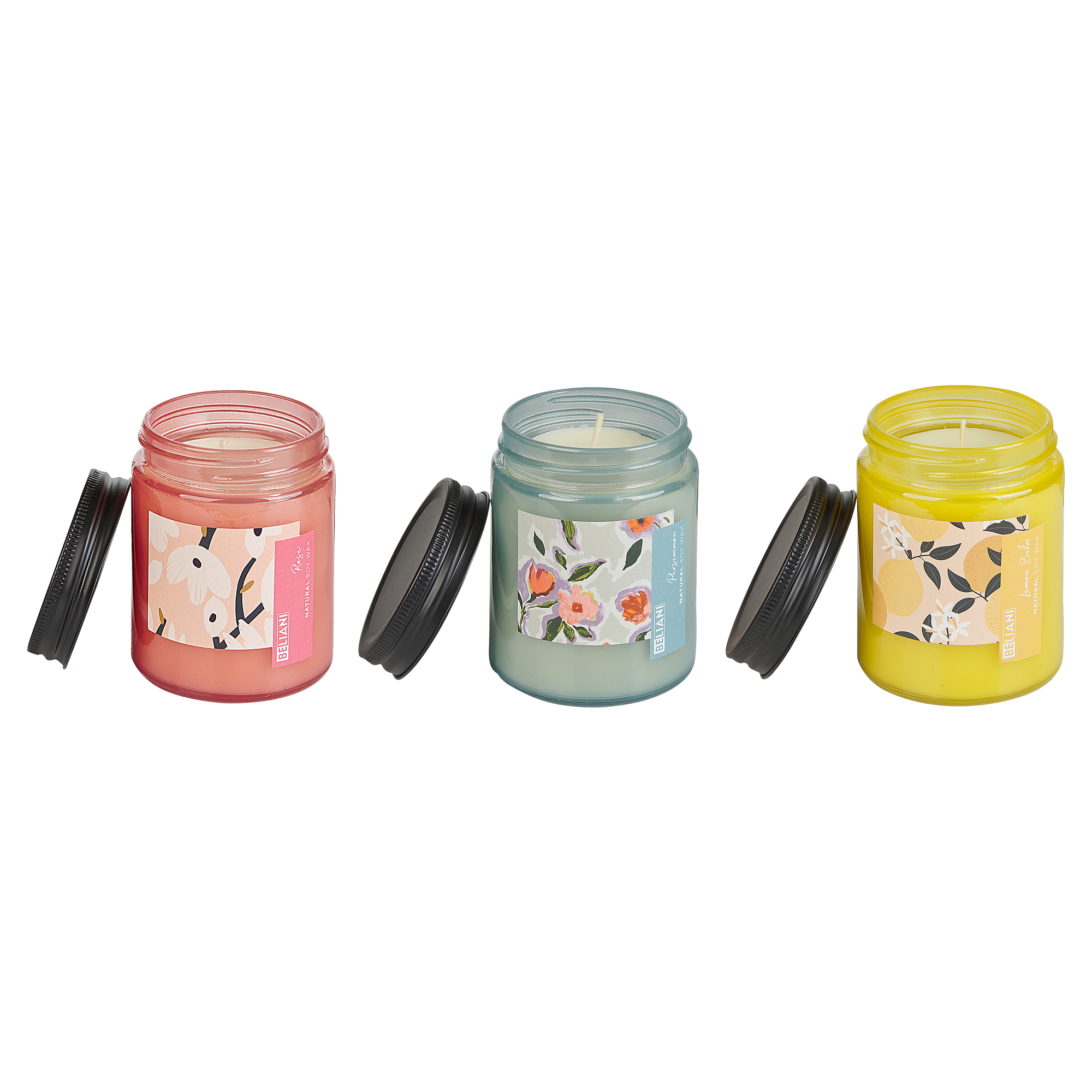 Doftljus 3-pack FRUITY BLOOM Sojavax Orientaliska doftnoter Örtiga doftnoter Blommiga doftnoter