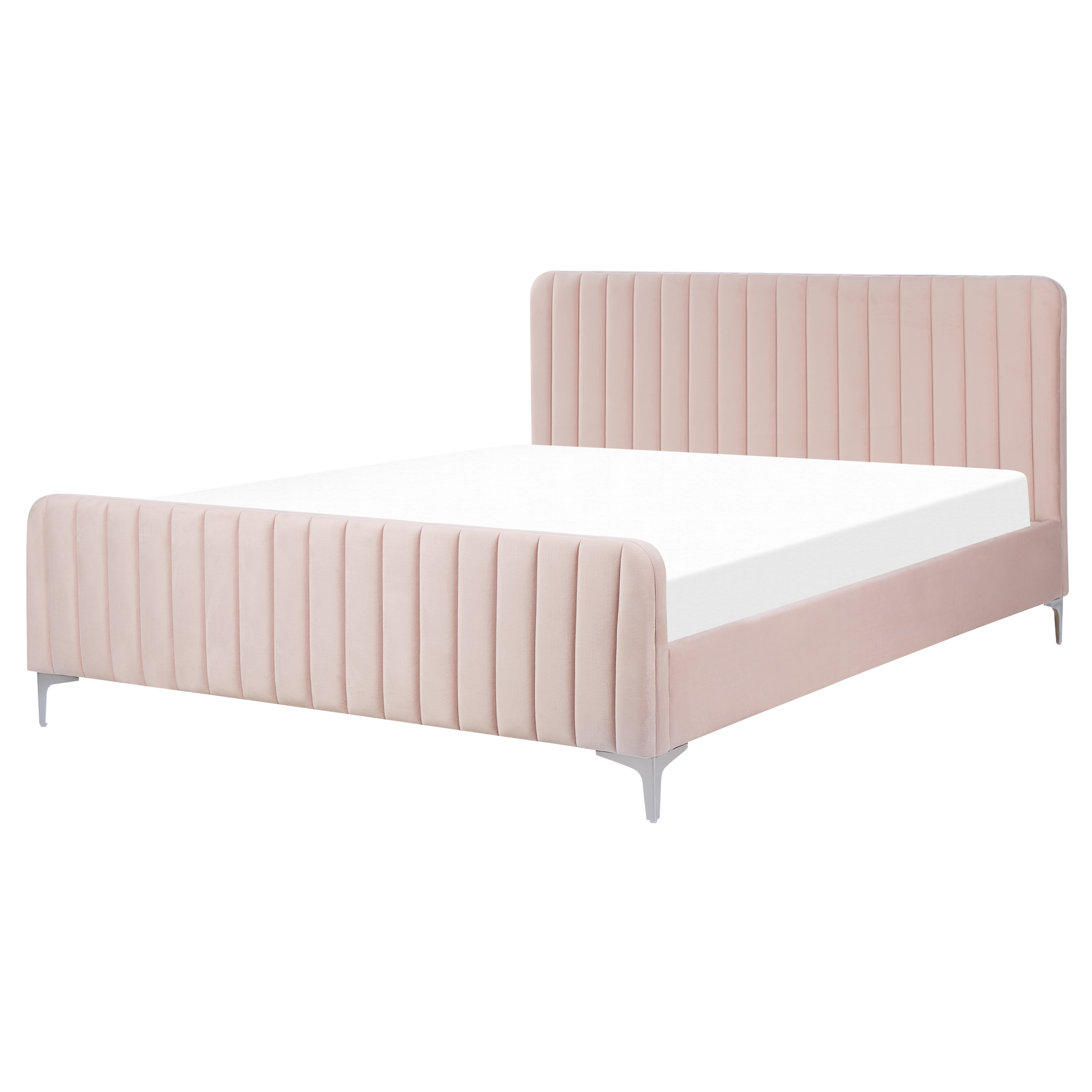 Säng med lamellram Sammet LUNAN 160 x 200 cm Pastellrosa
