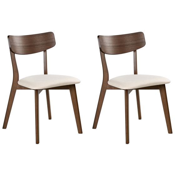 Set med 2 matstolar HOLLY Trä Mörkbrun/ Off-White