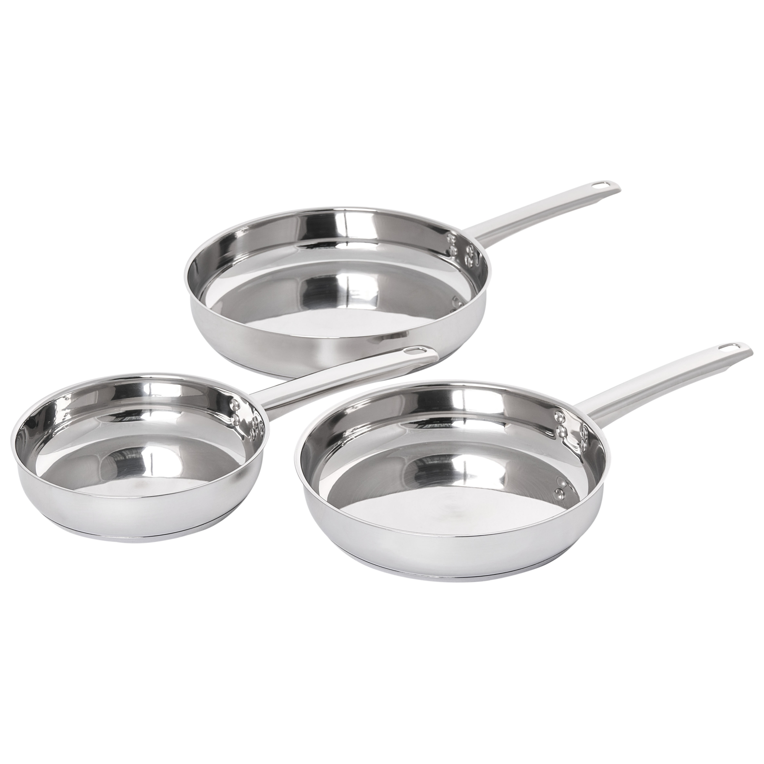 Set med 3 stekpannor CORECHEF Rostfritt stål Silver