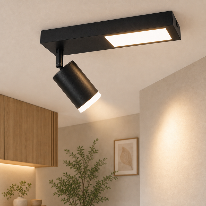 NETTLIFE Takspotlight 1 lampa GU10 för sovrum 3000k 20W kökslampa svart varmvit justerbar