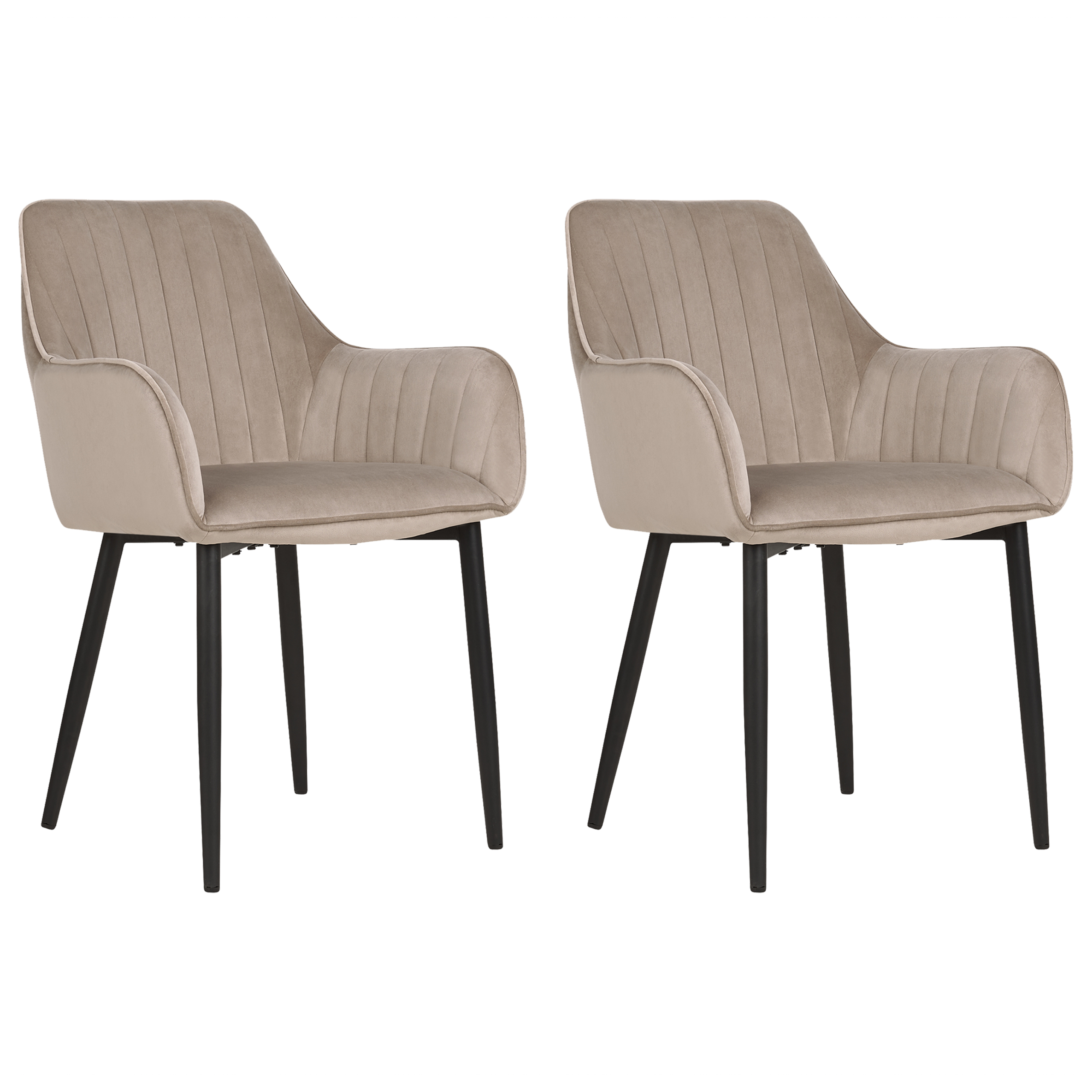 Set med 2 matstolar WELLSTON Sammet Taupe