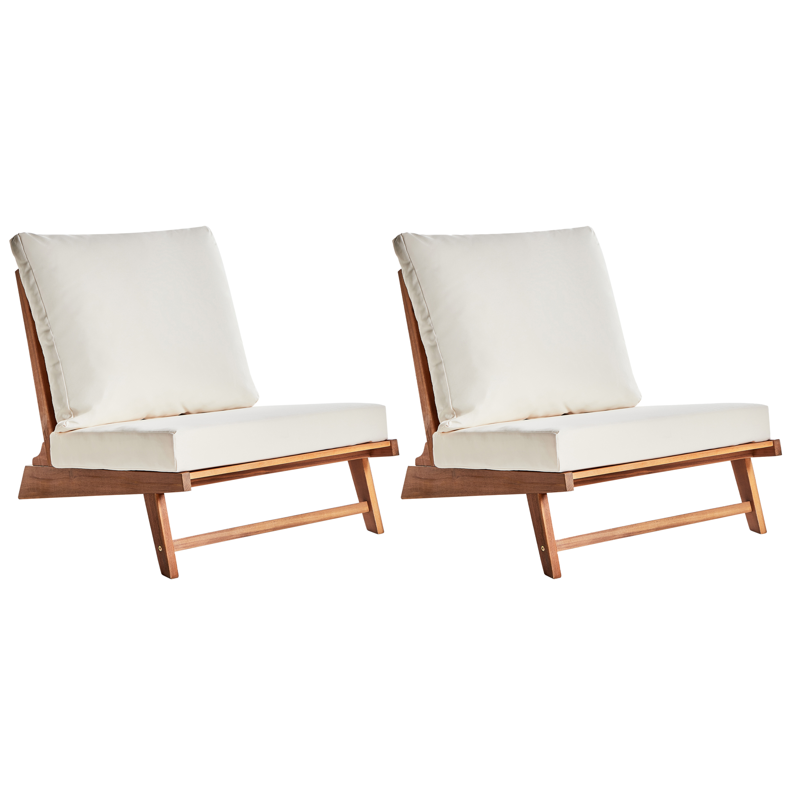Set med 2 stolar med dynor MICCIANO Akaciaträ Off-White