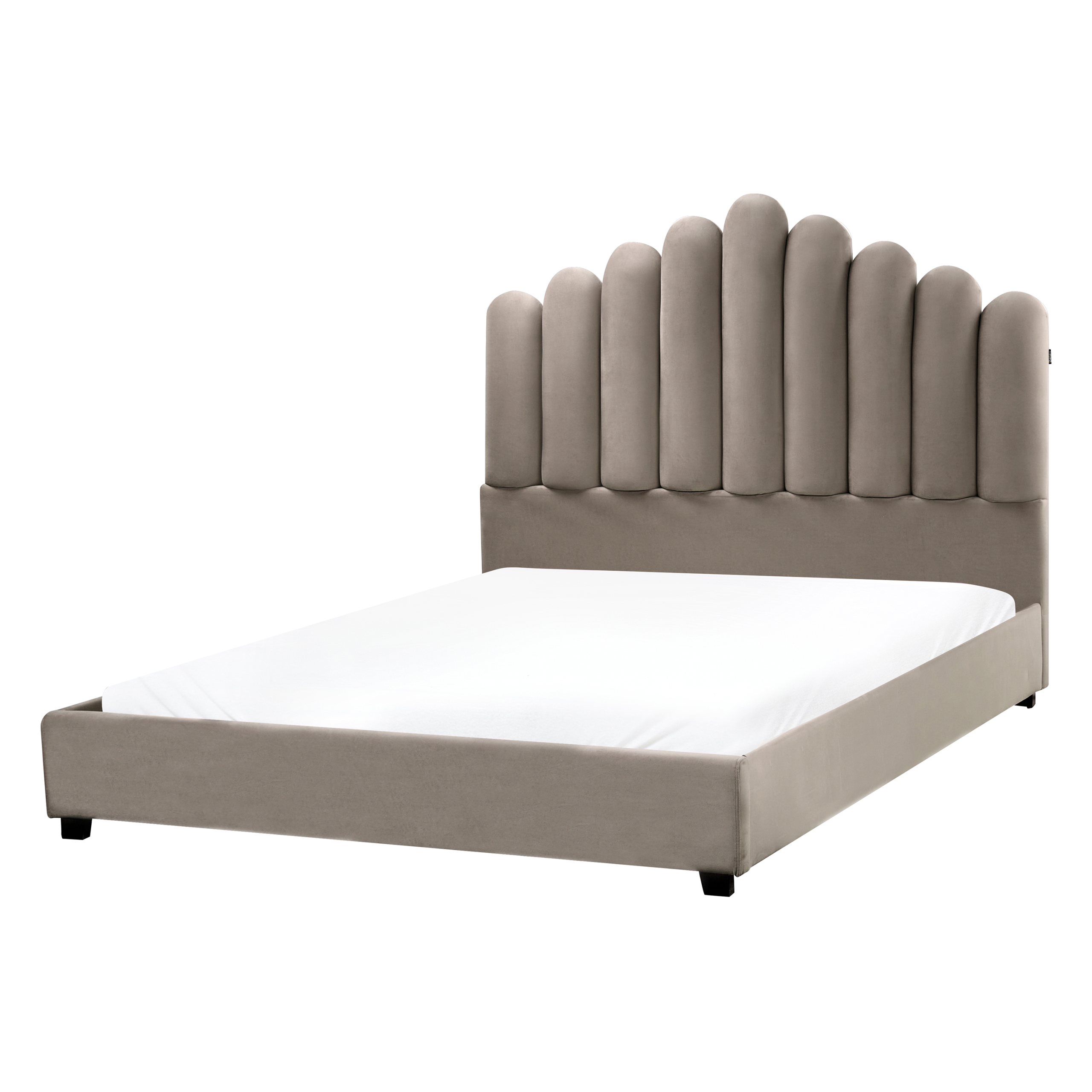 Säng med lamellram Sammet VINCENNES 140 x 200 cm Taupe