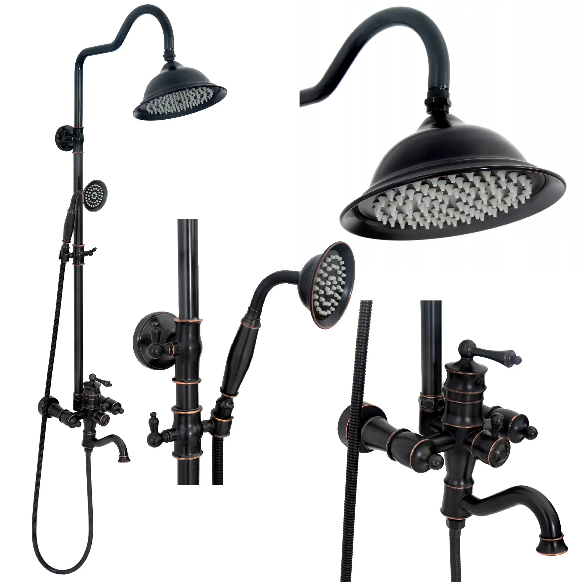 REA Duschset VINTAGE Svart, 46,5x20,5x137cm