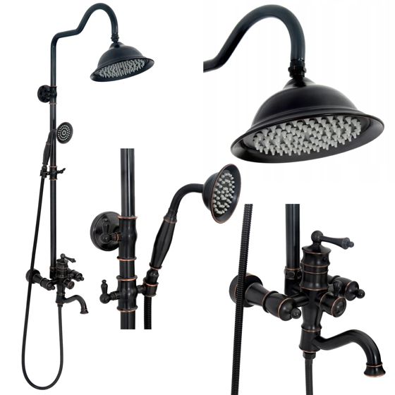 REA Duschset VINTAGE Svart, 46,5x20,5x137cm