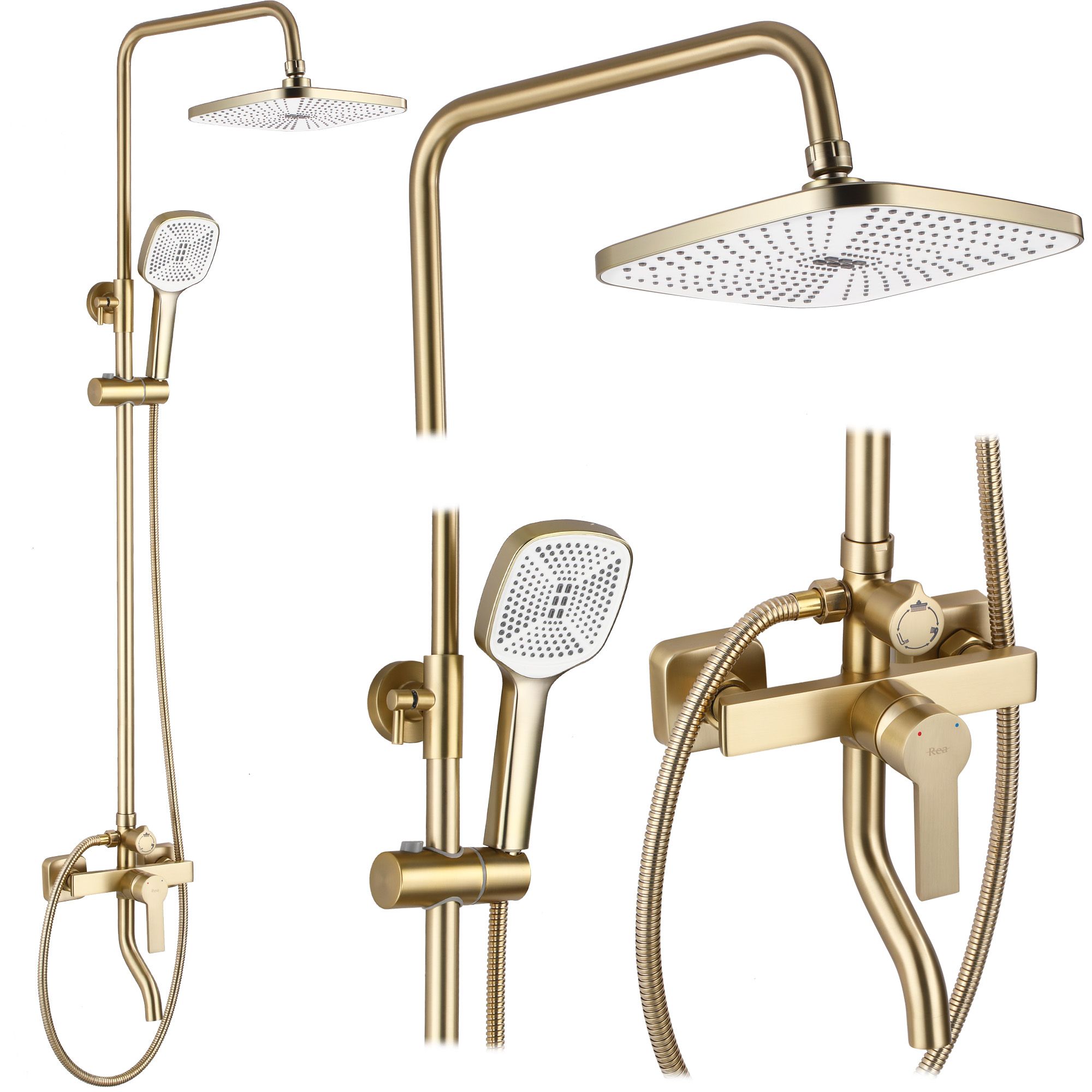 REA Duschset MY2021-77GG ARGUS Borstat Guld, 44x23x144cm