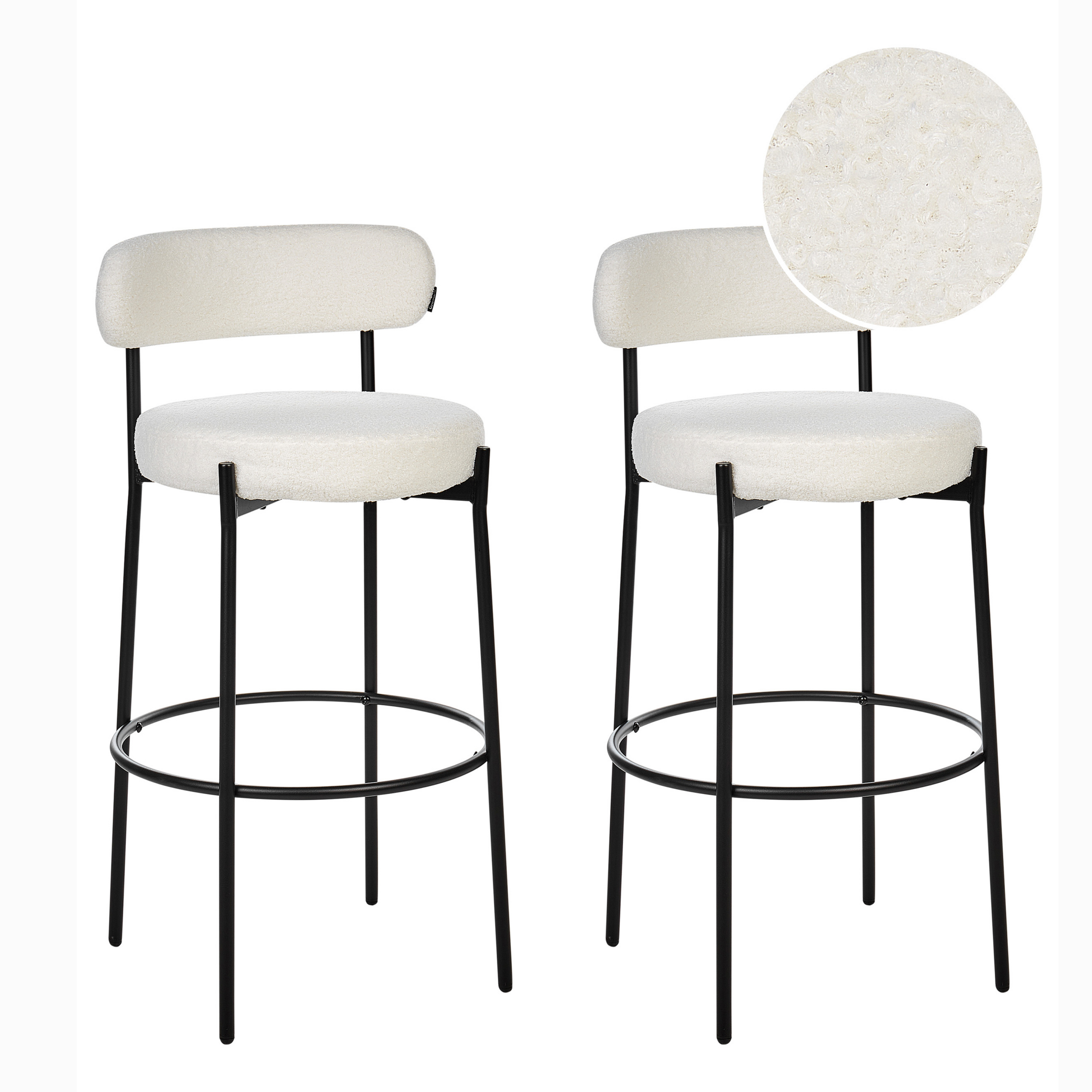 Set med 2 barstolar ALLISON Bouclé Vit