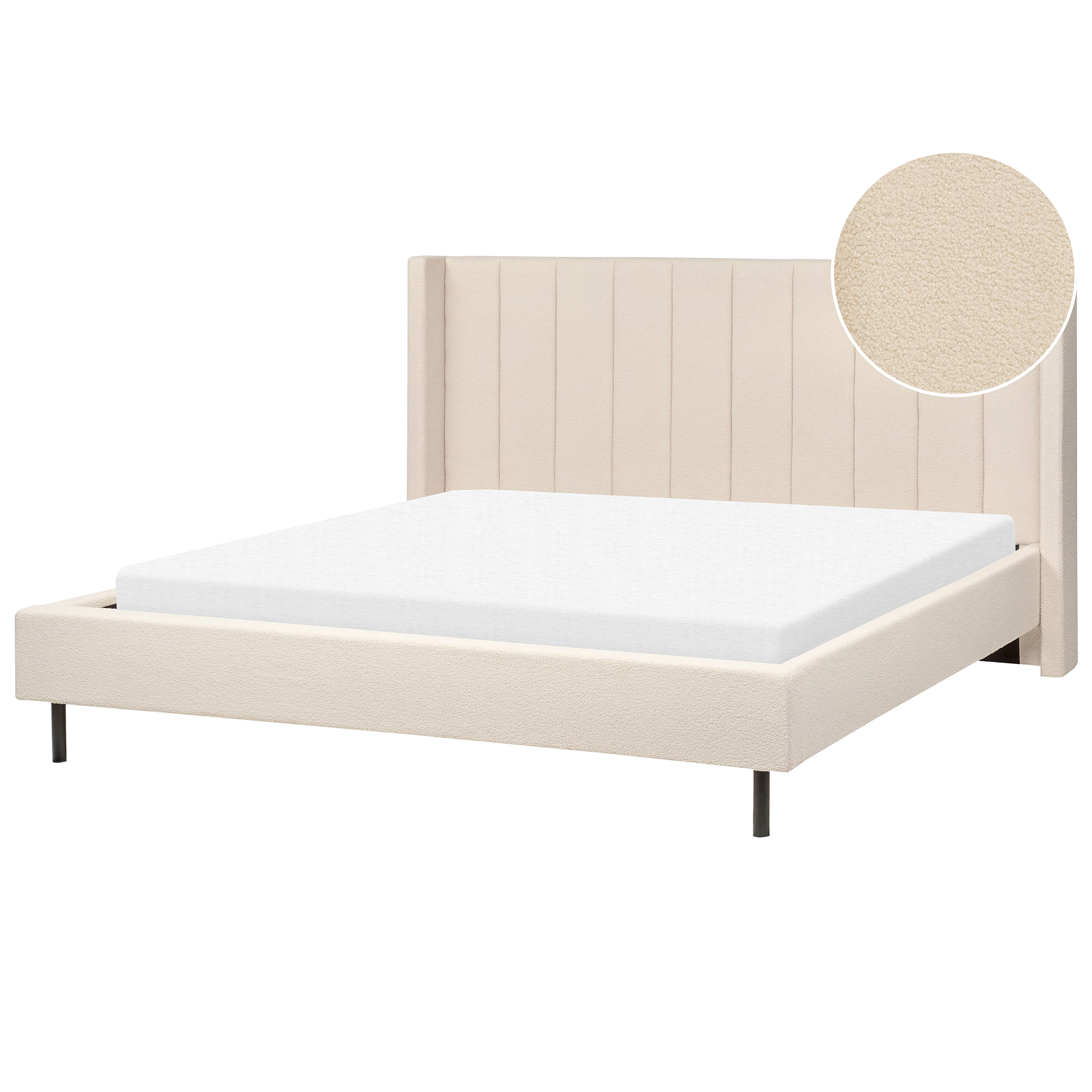 Säng med lamellram Bouclé VILLETTE 180 x 200 cm Beige