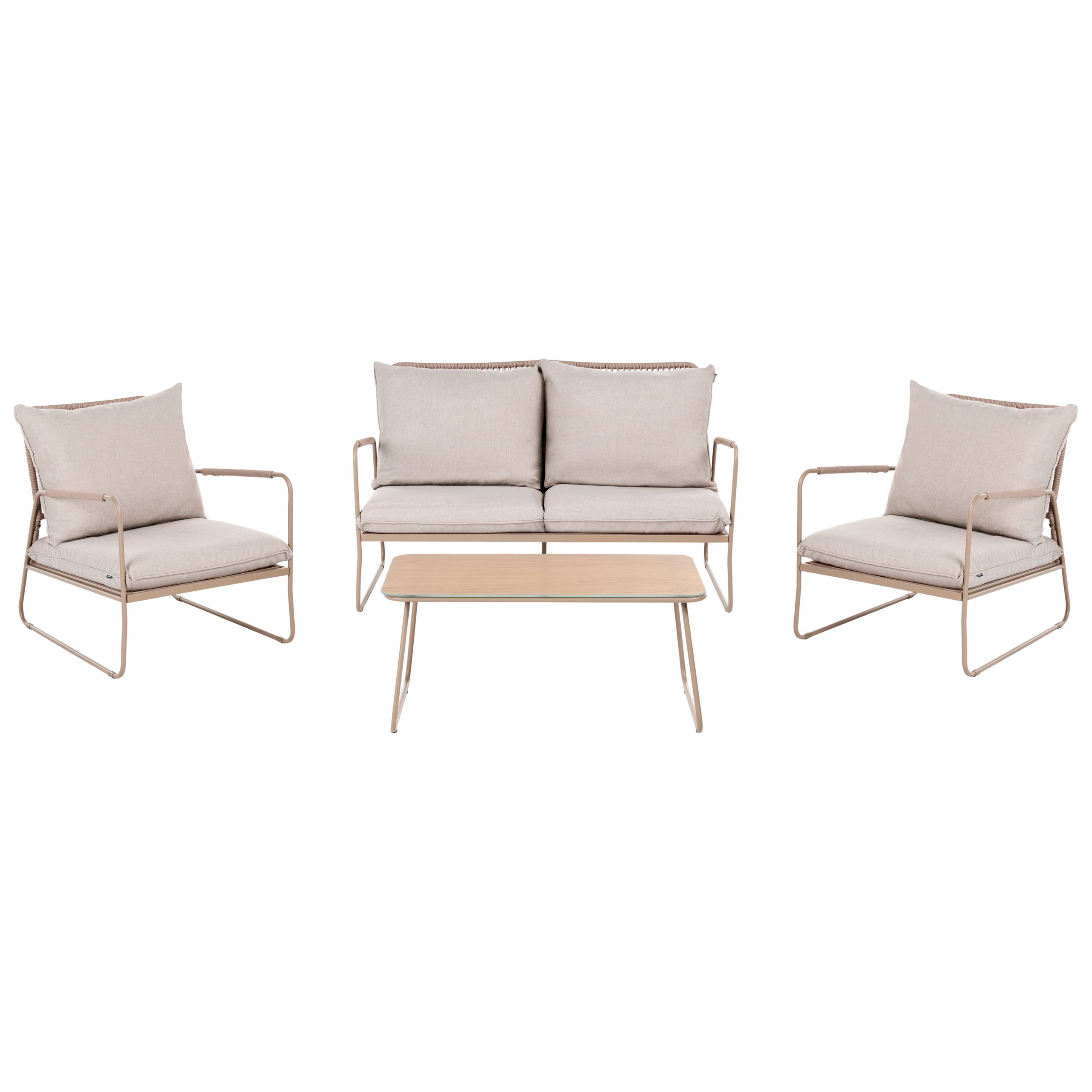Trädgårdssoffgrupp med bord 4-sits ACCEGLIO Metall Beige