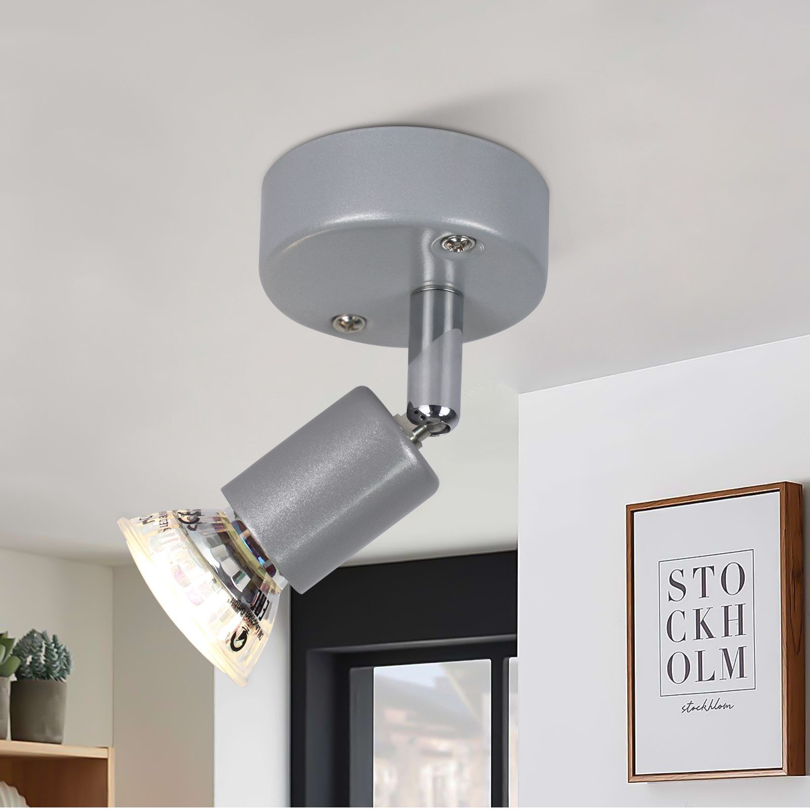 NETTLIFE justerbar LED-takspotlight GU10 takspotlight med 1 ljuskälla för industriellt vardagsrum