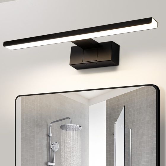 NETTLIFE LED-vägglampa för badrum, spegellampa, IP44, modern, neutralvitt ljus 4000K, 12W, 60x5,1x12,8 cm, svart