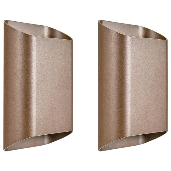 Set med 2 LED-vägglampor för utomhusbruk MASHIE Brun