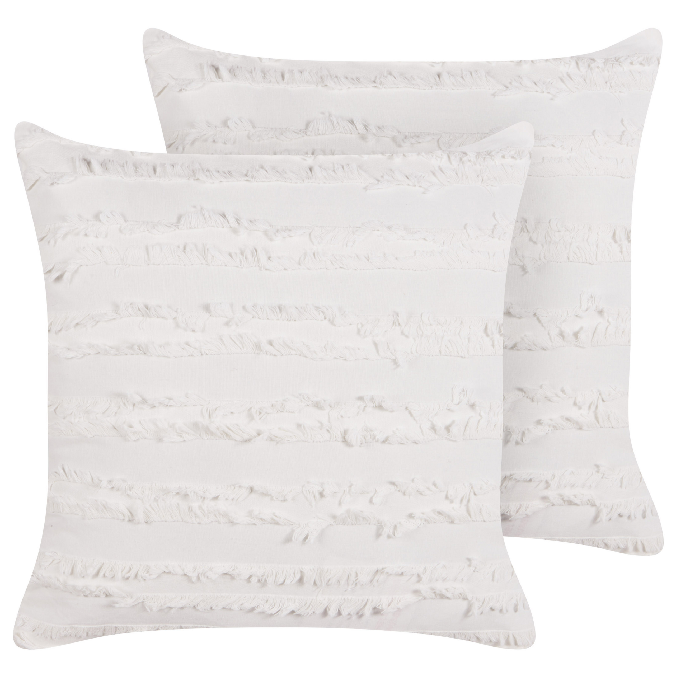 Set med 2 prydnadskuddar MAKNEH 45 x 45 cm Bomull Vit Monokromt