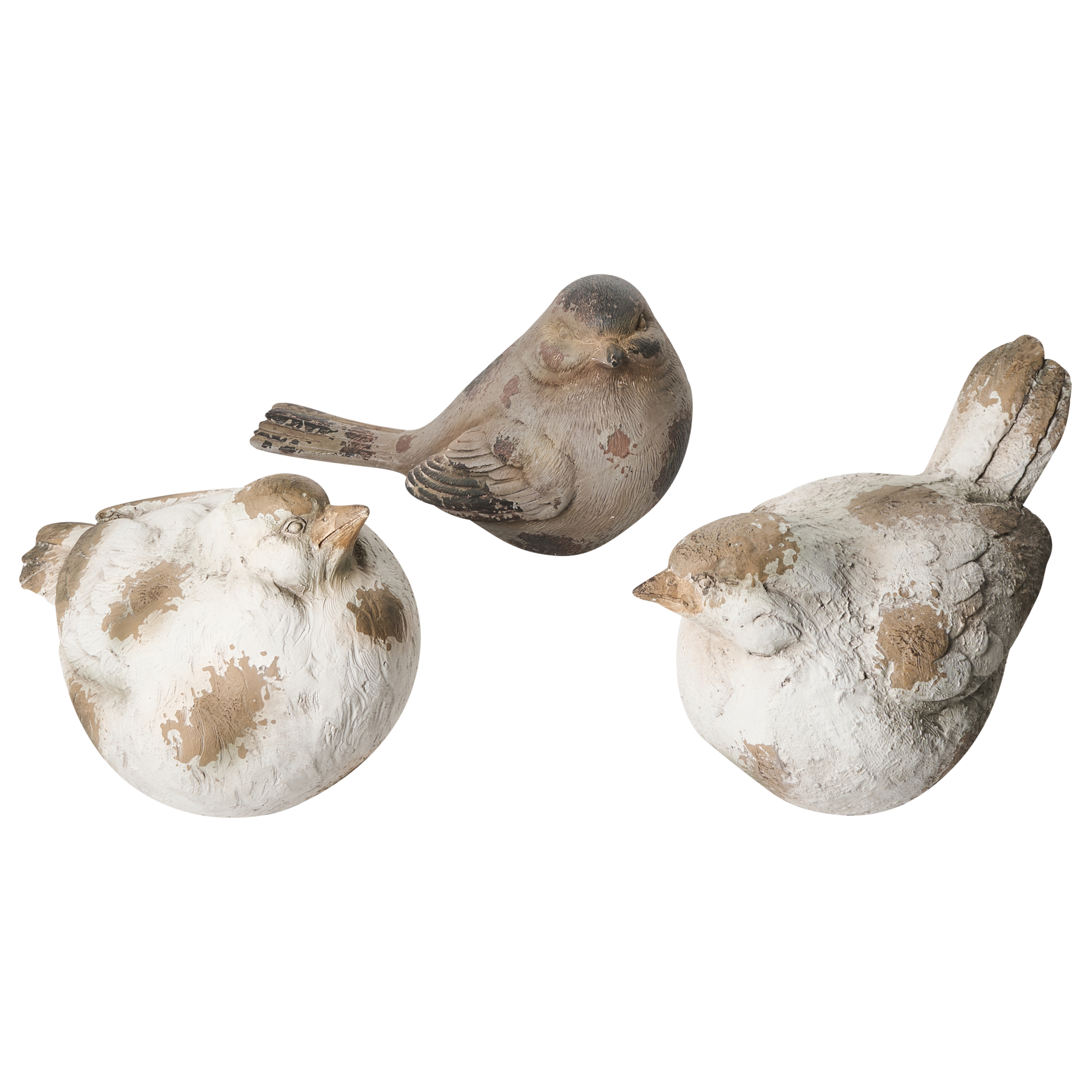 Set med 3 trädgårdsfigurer ANGHIARI Fågel Beige