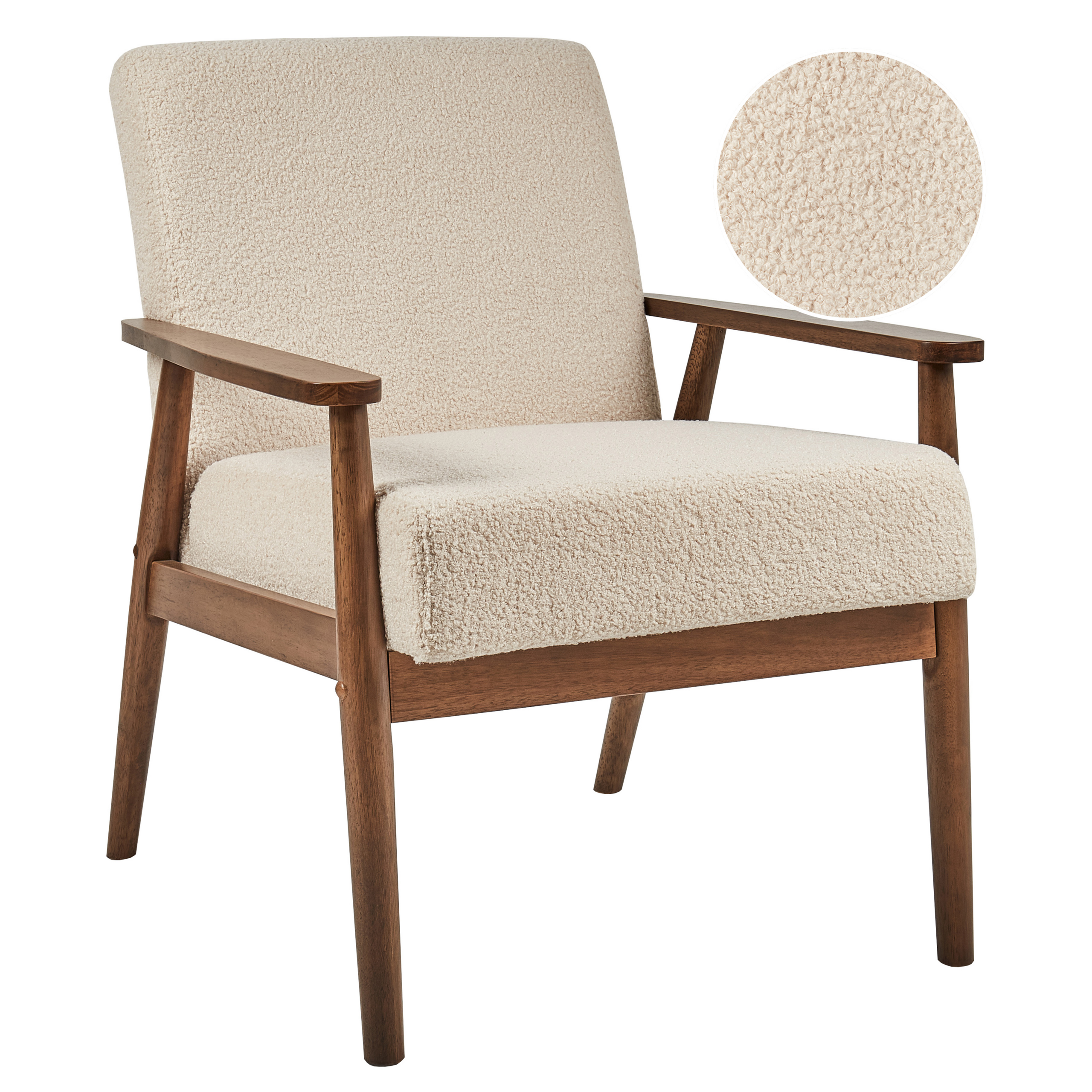 Fåtölj ESRUM Bouclé Mörkbrun/ Beige