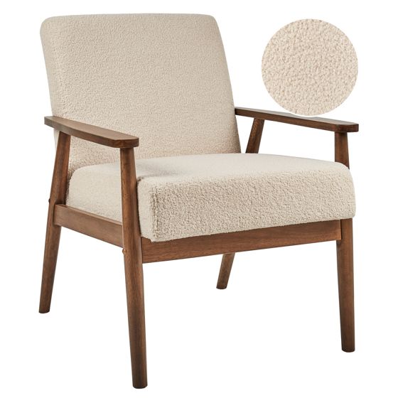 Fåtölj ESRUM Bouclé Mörkbrun/ Beige