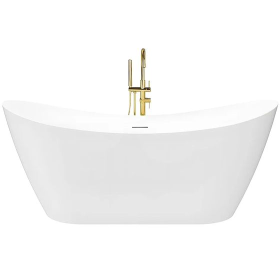 REA Fristående Badkar FERRANO SLIM 170 med svart badkarspropp Vit, 170x80x72cm
