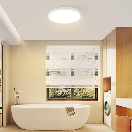 NETTLIFE LED - taklampa, platt, svart, 18 cm, 15 W, rund Badrum, liten, varmvit, 3000 K