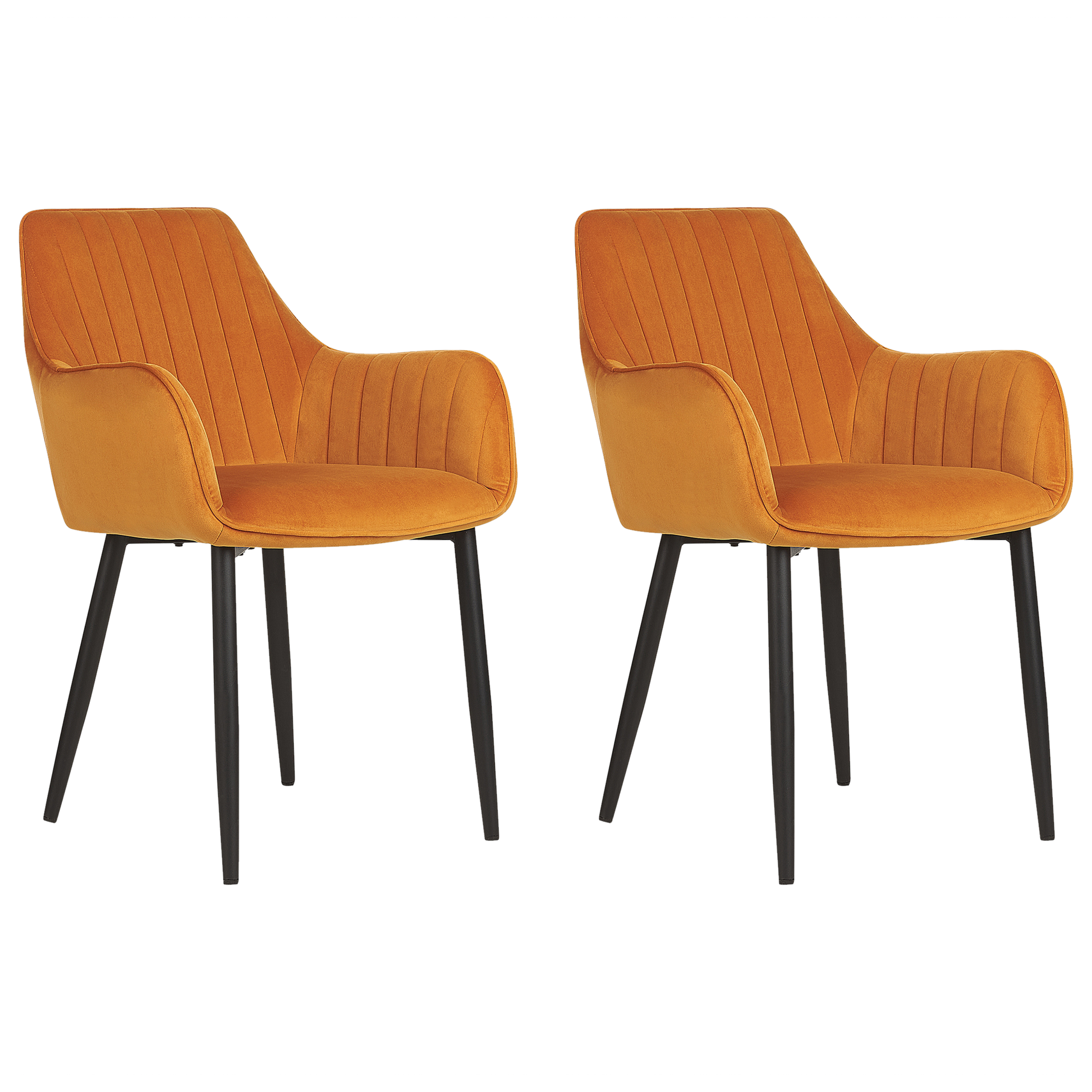 Set med 2 matstolar WELLSTON Sammet Orange
