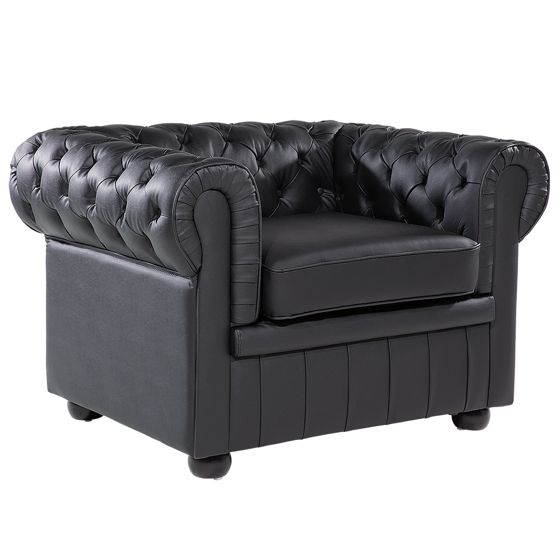 Fåtölj CHESTERFIELD Läder Svart