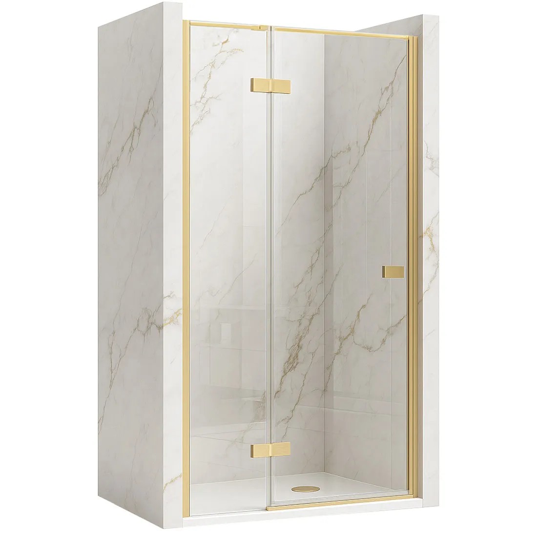 REA Duschdörr Atlas 80 Vänster + magnetlist Borstat Guld, 80x0,6x200cm