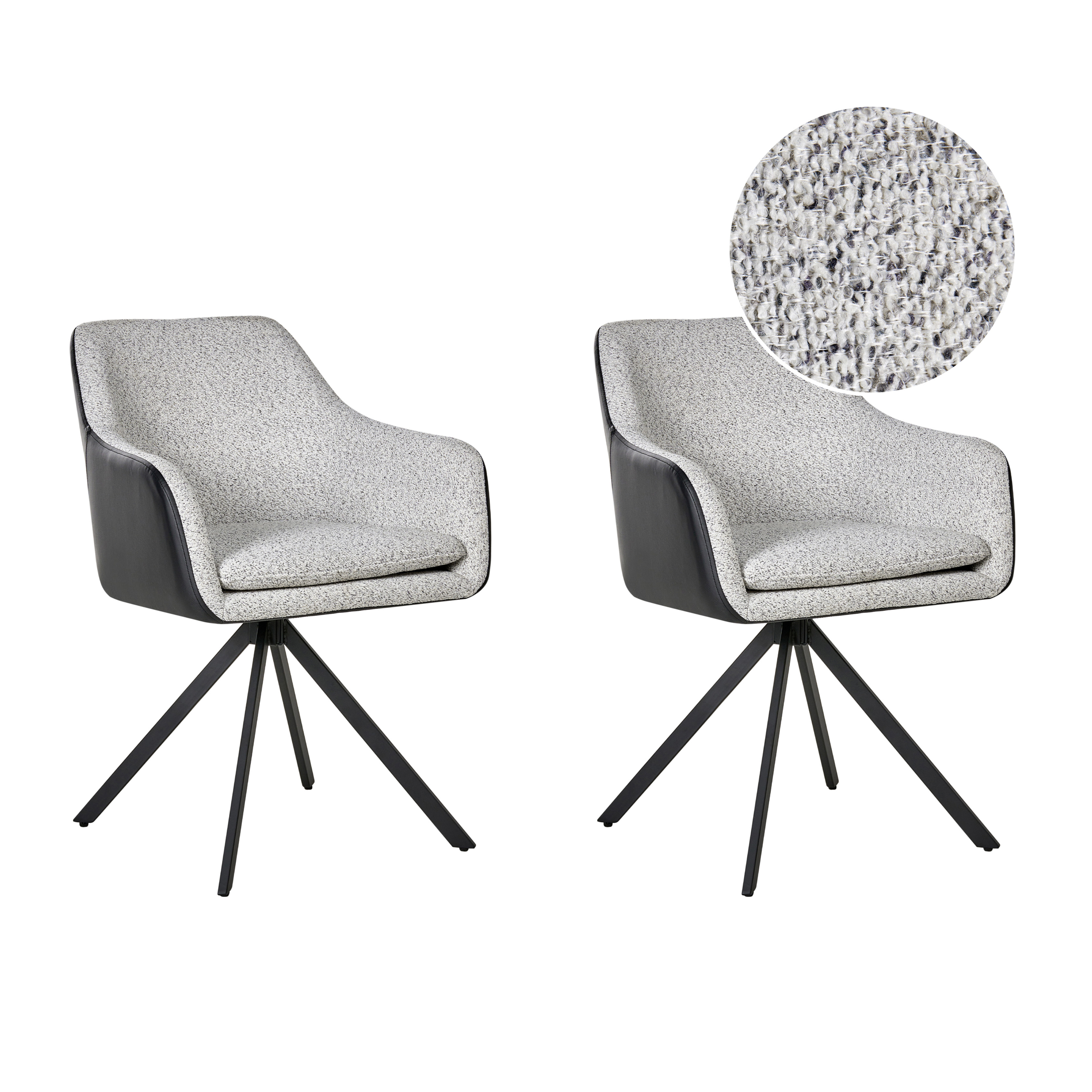 Set med 2 matstolar LITHIA Svart/ Vit