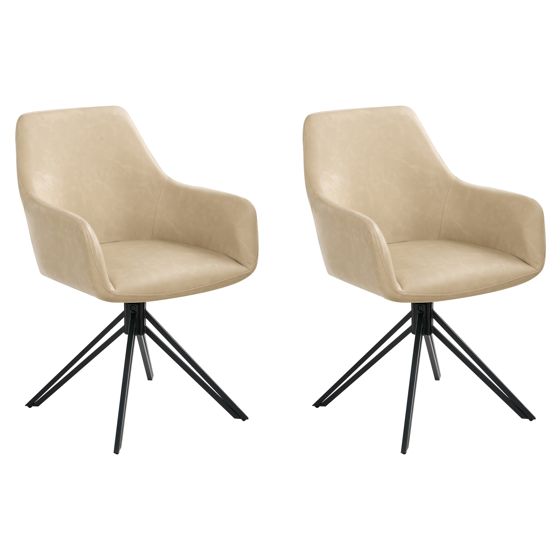 Set med 2 matstolar Vridbar SANSARC Konstläder Beige