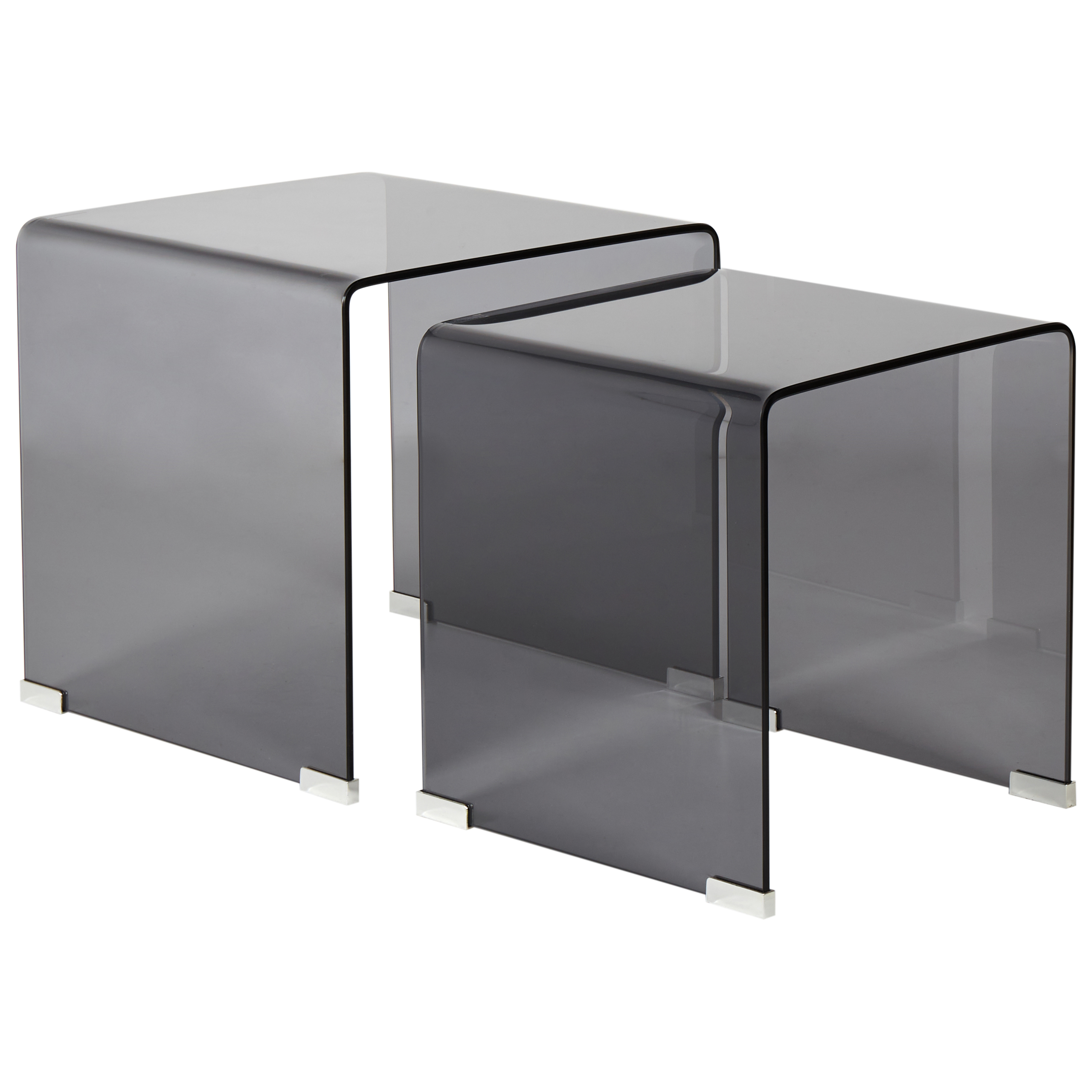 Set med 2 sidobord KENDALL Härdat glas Svart