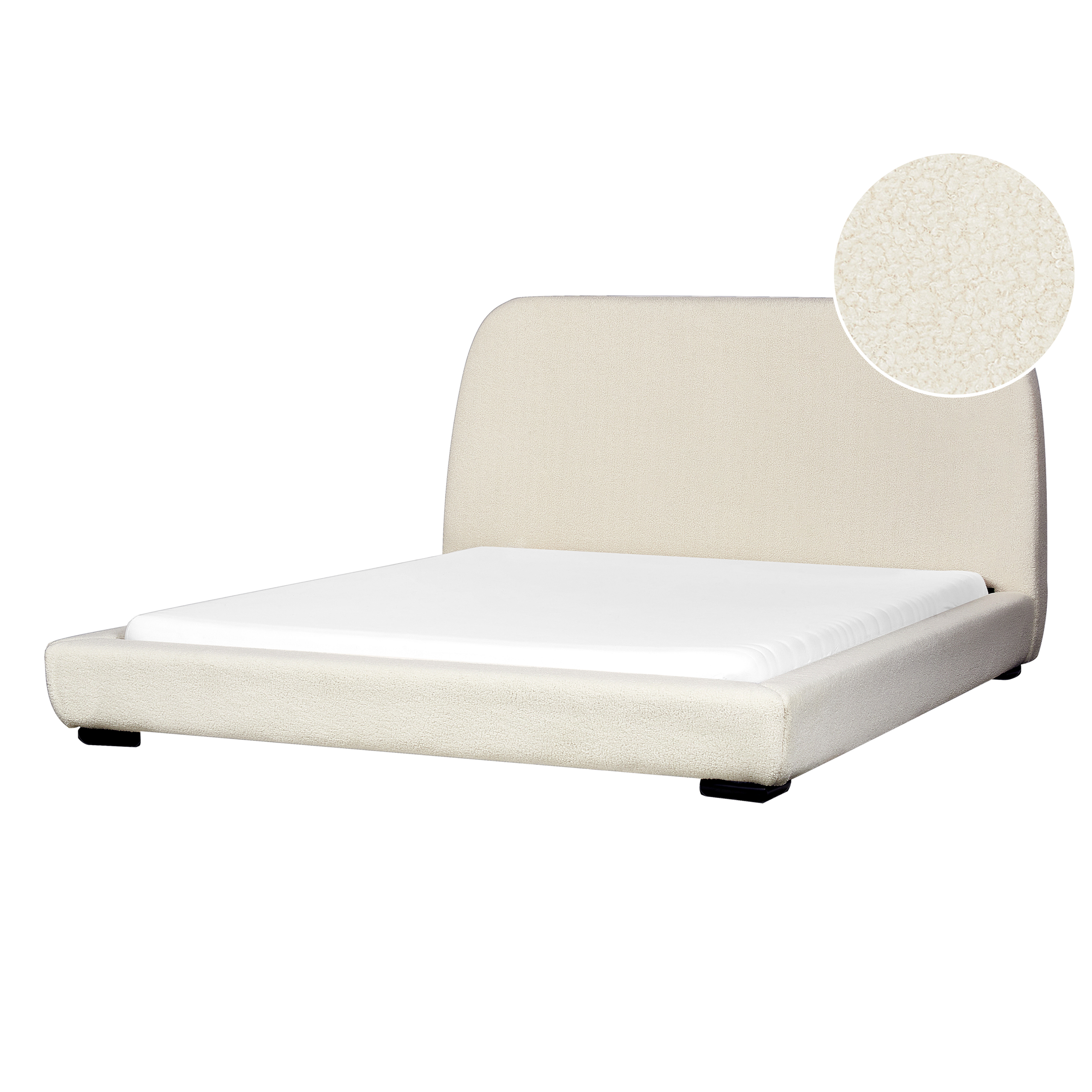 Säng med lamellram Bouclé ROISEL 160 x 200 cm Ljusbeige