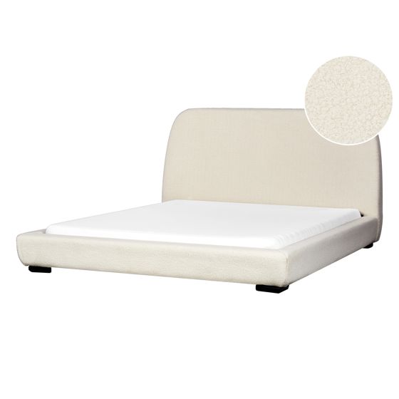Säng med lamellram Bouclé ROISEL 160 x 200 cm Ljusbeige