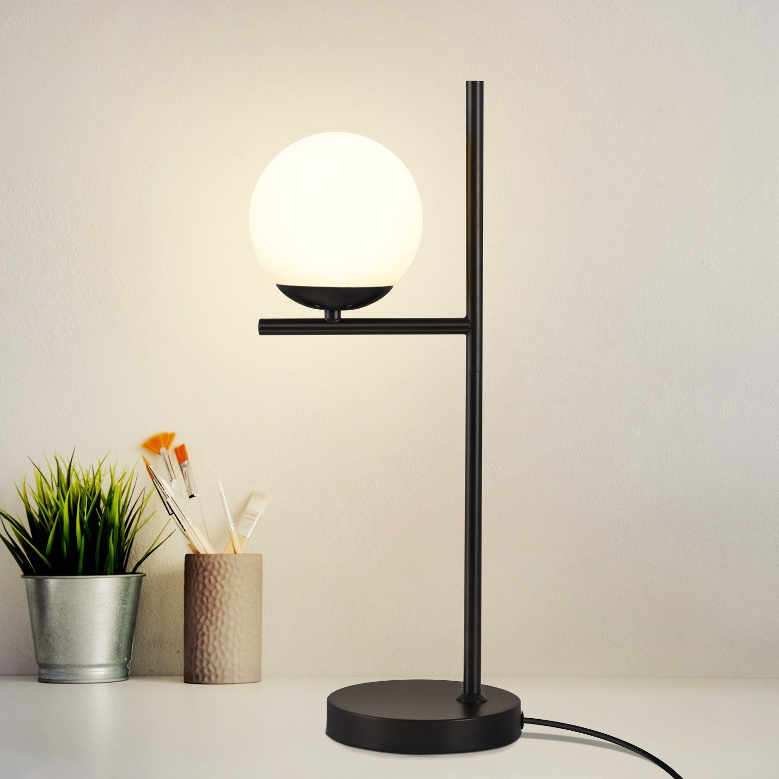 NETTLIFE bordslampa vardagsrum sänglampa E27 svart modern glasdesign vintage retro industriell bordslampa 1,5 m