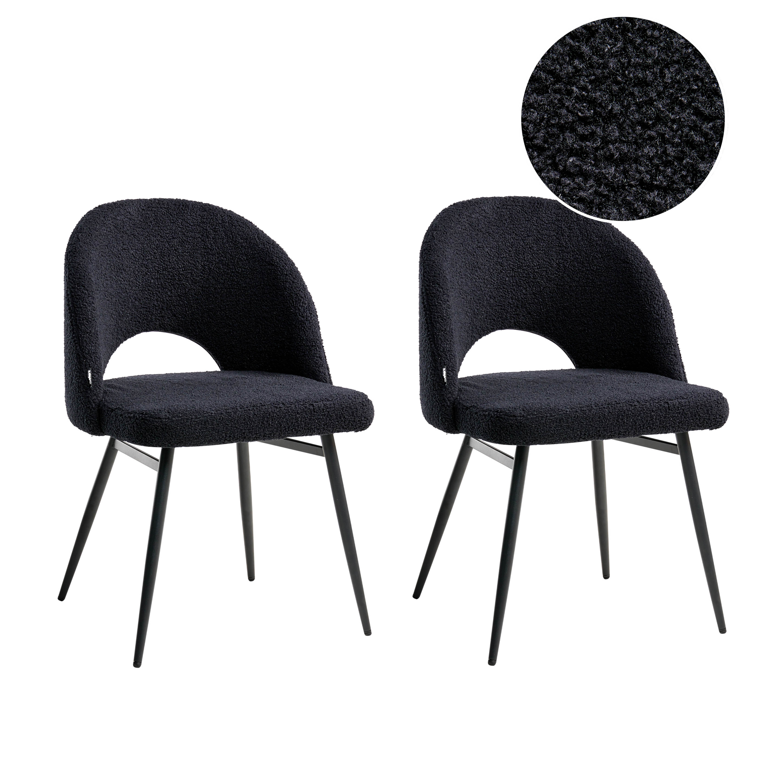 Set med 2 matstolar ONAGA Bouclé Svart