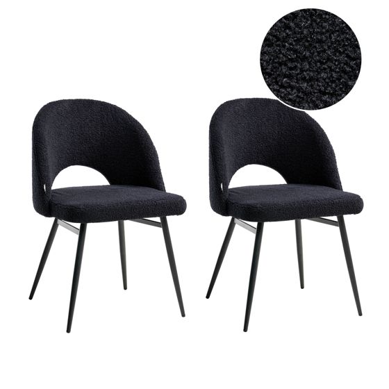 Set med 2 matstolar ONAGA Bouclé Svart