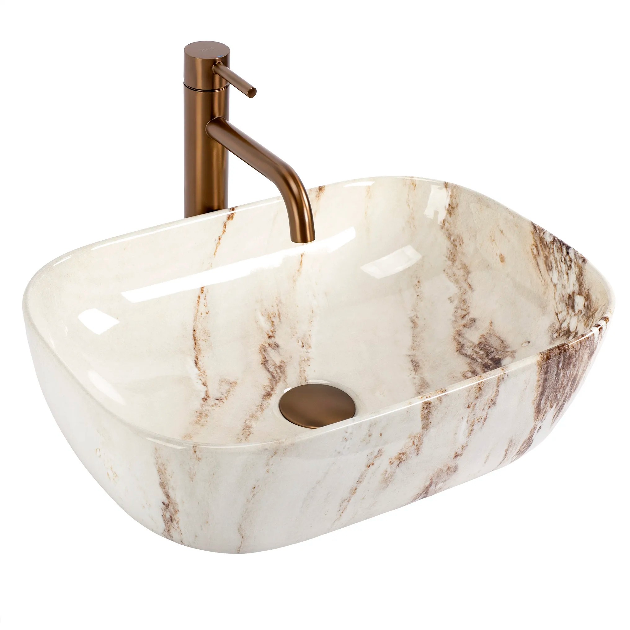 REA Bänkskål Marrone shiny Beige, 46,5x33x13,5cm