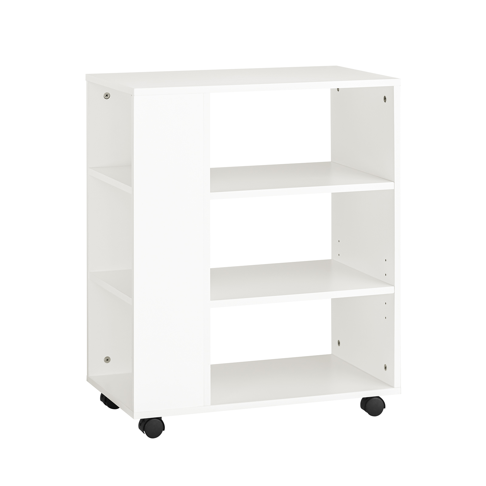 SoBuy Förvaringsbord med hjul, Rullbord för skrivare, Soffbord, vit, FBT68-W