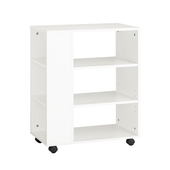 SoBuy Förvaringsbord med hjul, Rullbord för skrivare, Soffbord, vit, FBT68-W