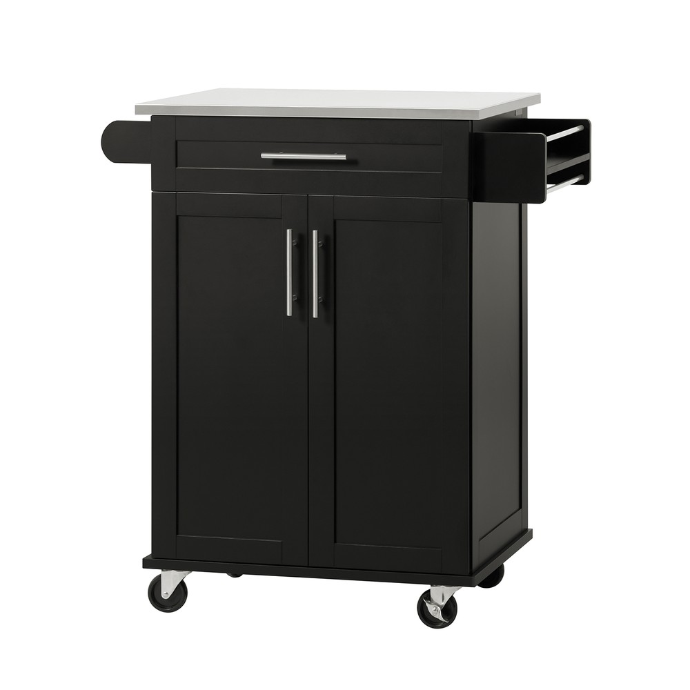 SoBuy, Köksö på hjul, Köksöar, Arbetsbord Kök, serveringsvagnar, med 1 lådor, med 2 dörrar, FKW110-SCH
