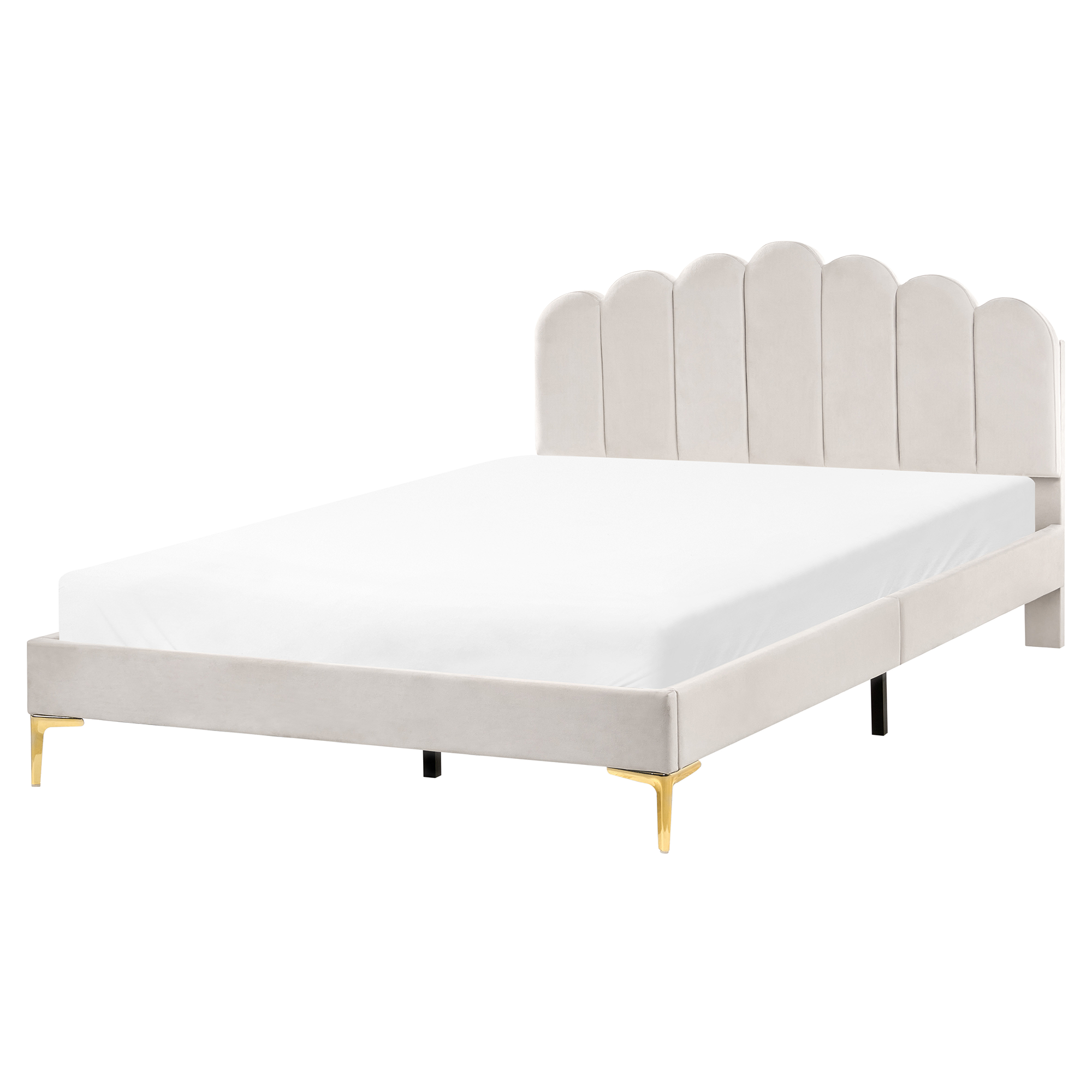 Säng med lamellram Sammet SAUVIAN 160 x 200 cm Off-White
