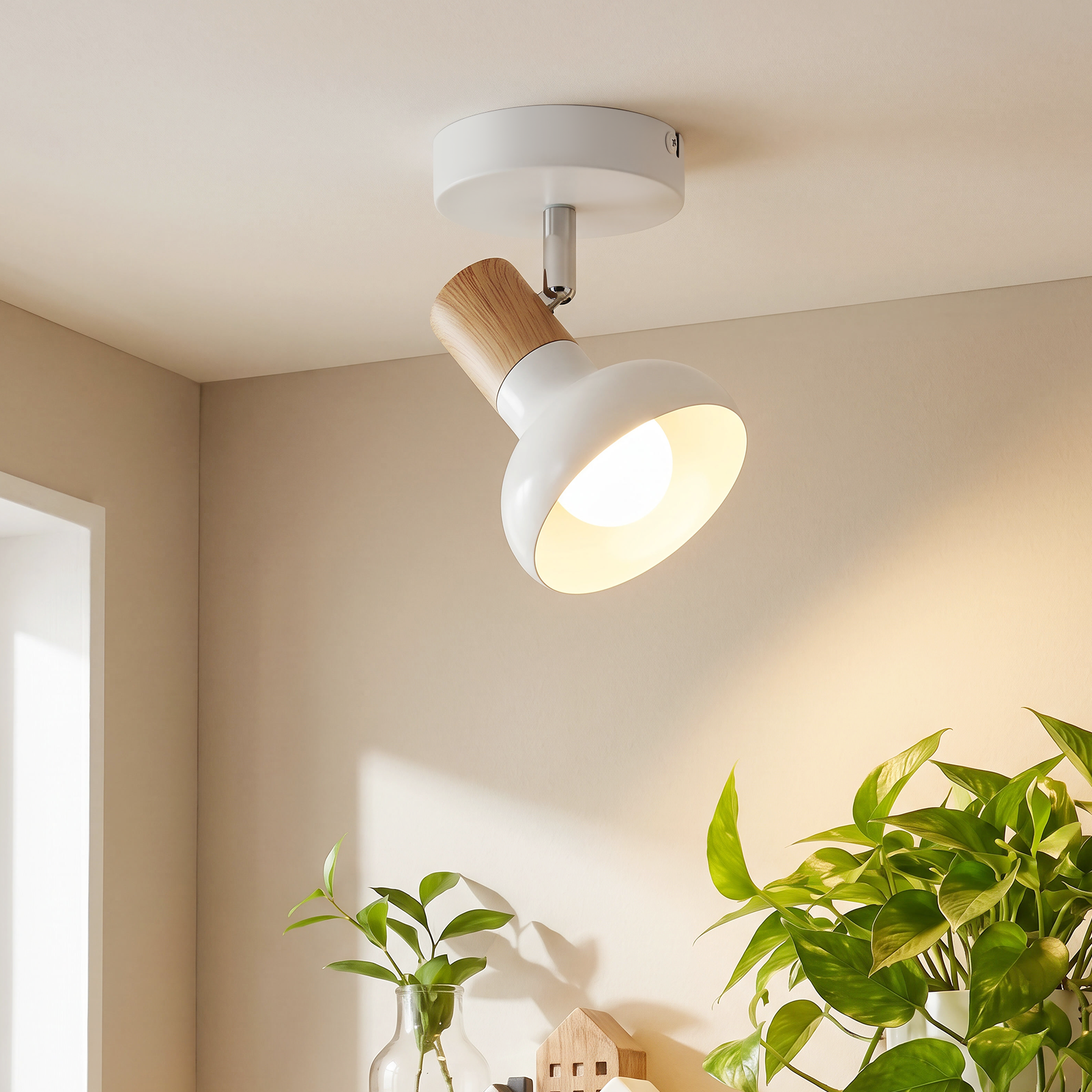NETTLIFE Takspotlight med 1 låga, vit taklampa, industriell korridorlampa, E14, inomhusbruk, 350° justerbar