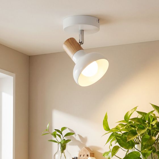 NETTLIFE Takspotlight med 1 låga, vit taklampa, industriell korridorlampa, E14, inomhusbruk, 350° justerbar