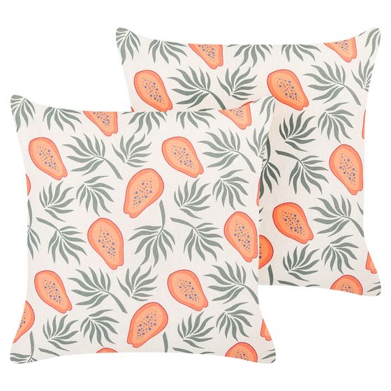 Set med 2 prydnadskuddar AVENS 45 x 45 cm Flerfärgad Växtmotiv