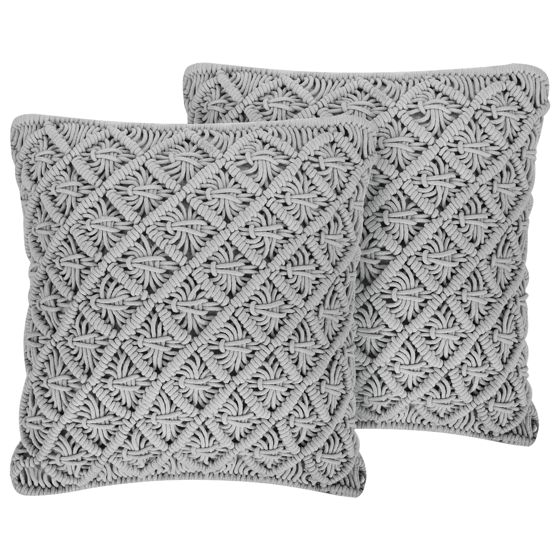 Set med 2 prydnadskuddar KIZKALESI 45 x 40 cm Bomull Grå Geometriskt tryck