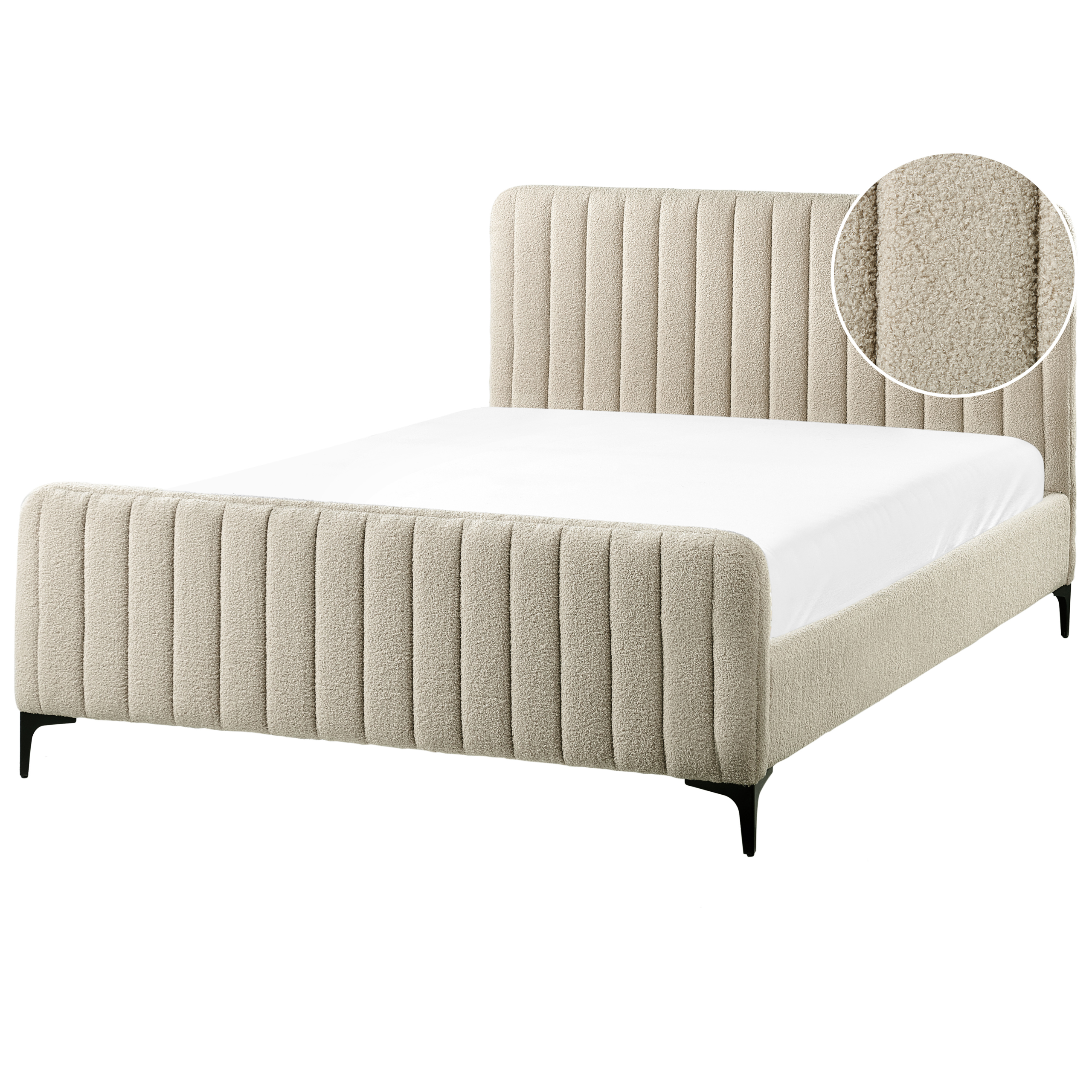 Säng med lamellram Bouclé LUNAN 140 x 200 cm Beige
