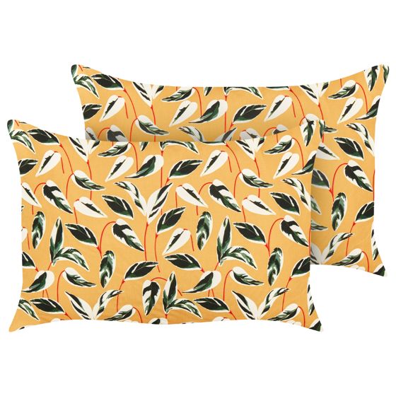 Set med 2 utomhusdynor TAGGIA Växtmotiv 40 x 60 cm Gul