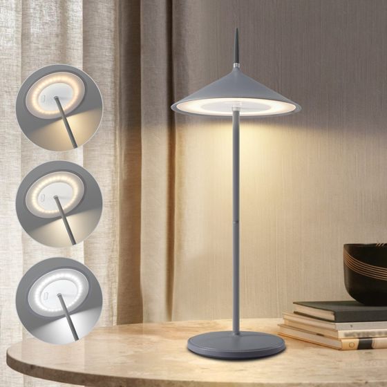 NETTLIFE Trådlös bordslampa, LED-nattlampa, 1800 mAh batteri, laddningsbar, touch, dimbar, modern, IP44, med USB