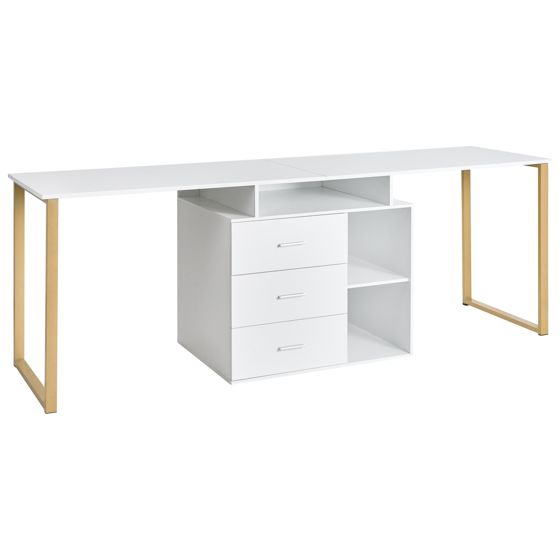 Justerbart skrivbord ASHMORE 165/220 cm 55 cm Vit